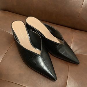 Croc skin texture mules